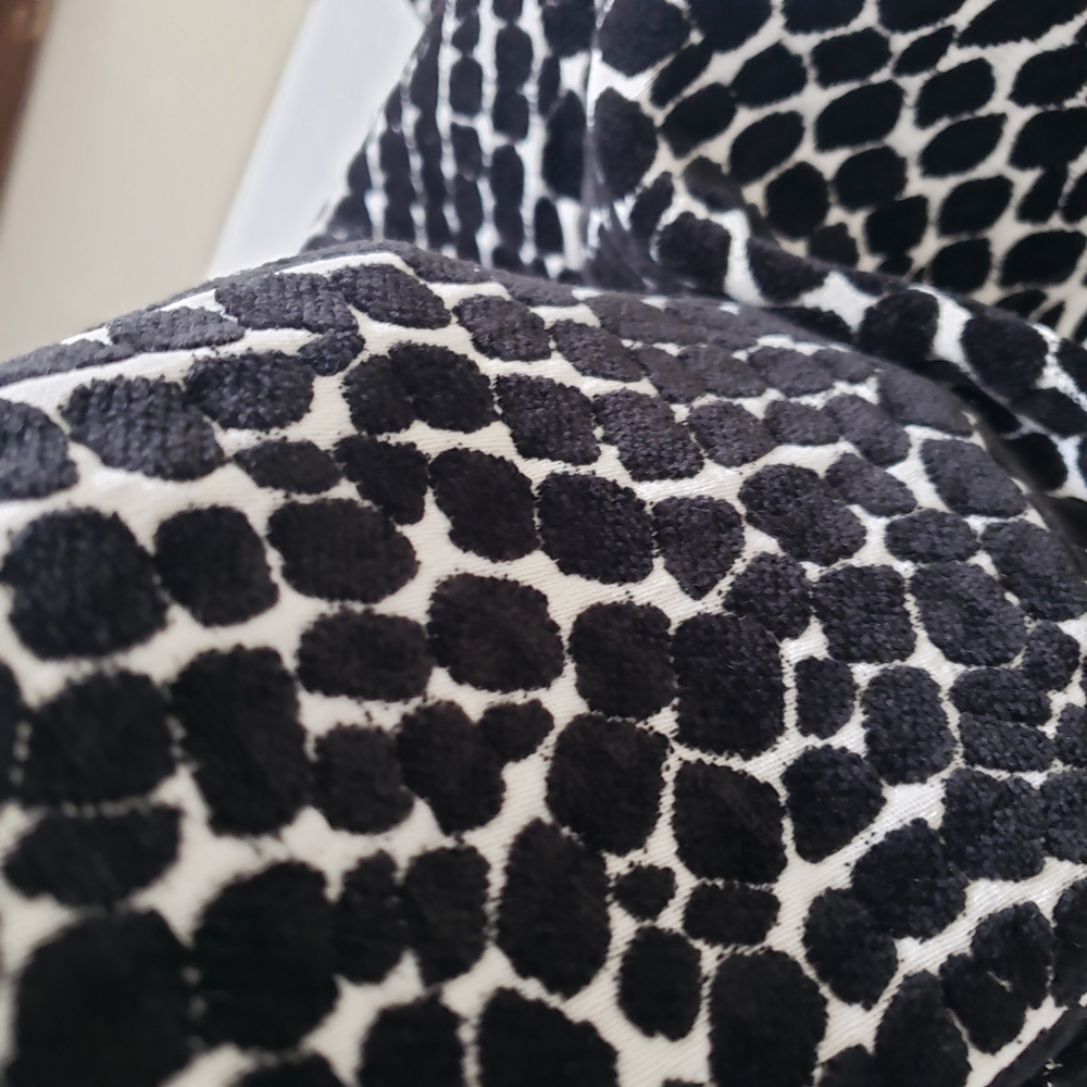 3 Sisters Black and White Cheetah Print Pea Coat with Red Lining - Picture 10 of 12